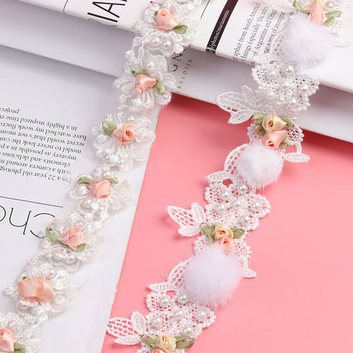 香草玫瑰花边刺绣蕾丝边装饰辅料