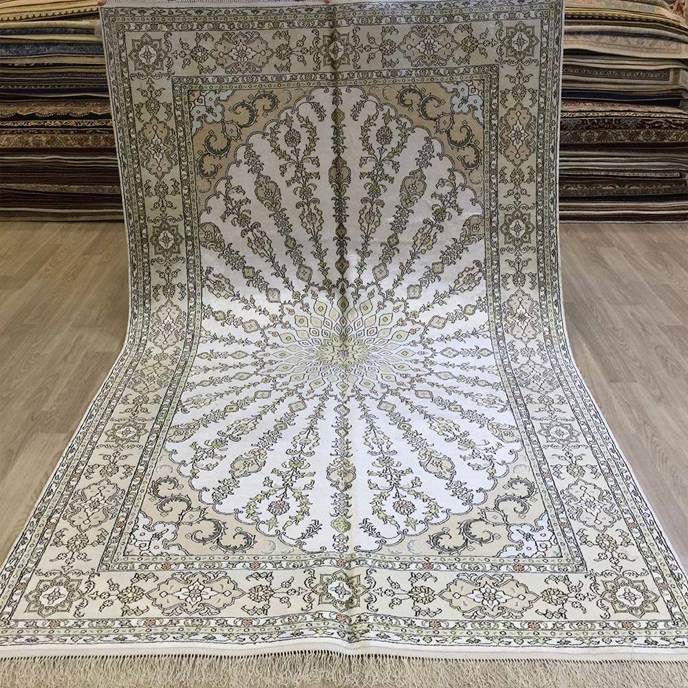 莱龙天匠手工真丝地毯客厅挂毯卧室床边毯入户门前毯波斯手工地毯