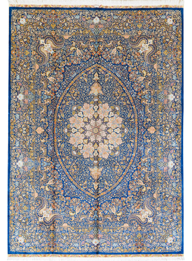 天匠手工真丝地毯手工打结地毯经典红色蓝色咖啡色地毯259x370cm