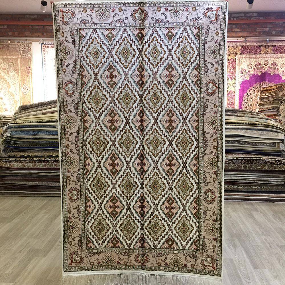 莱龙天匠小尺寸手工真丝地毯客厅挂毯卧室床边毯入户门前毯波斯毯