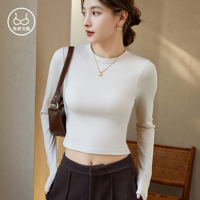 宁馨曼高腰短款内搭长袖打底衫