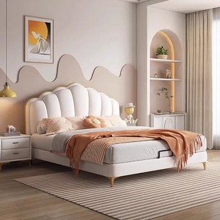 1米2单人床小户型男孩女孩公主床儿童卧室皮床1.35米床小床轻奢