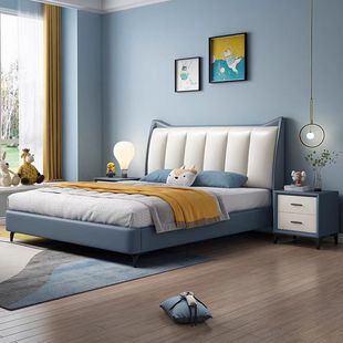 小户型儿童青少年单人床1米2男孩女孩公主床卧室卡通皮床1.35米床