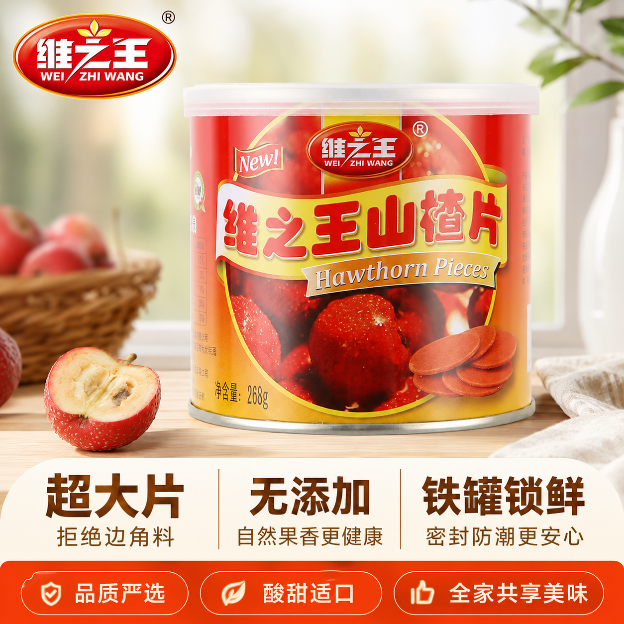 维之王山楂片268g 零食老式铁罐装无添加休闲小吃山西特产