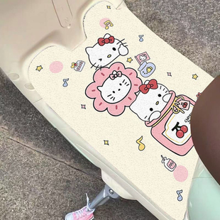 卡通电动车脚垫丝圈防水加厚摩托车电瓶车凯蒂猫通用脚踏垫子轻奢