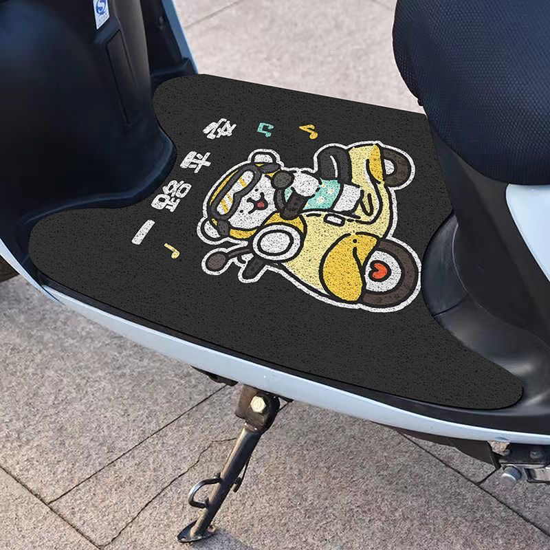 线条小狗卡通电动车脚垫丝圈垫自由裁剪除尘耐脏通用防滑脚踏垫子