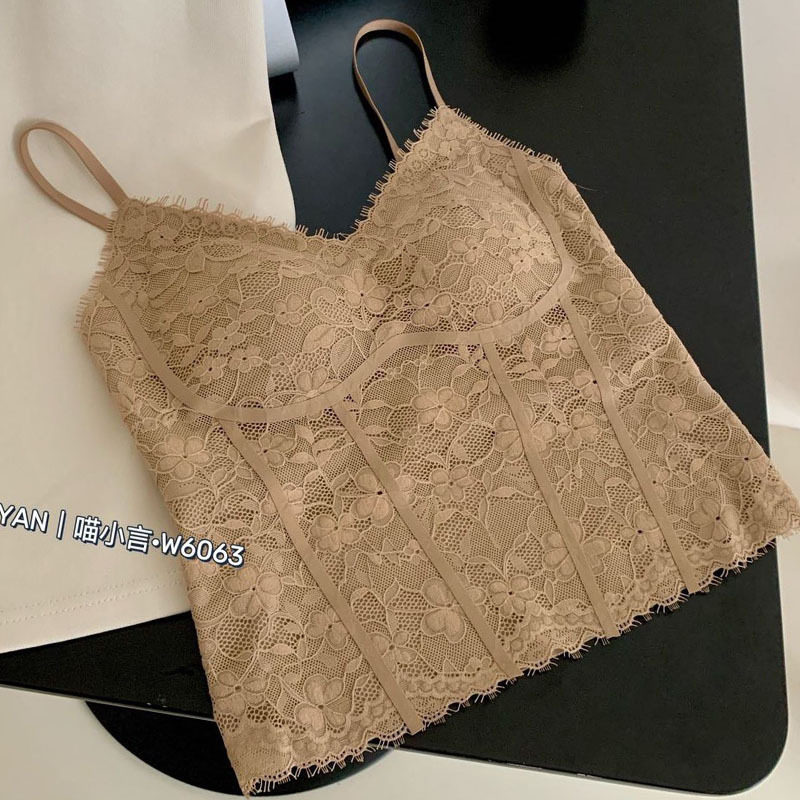 纯欲复古碎花蕾丝小吊带背心简约外穿百搭带胸垫性感美背内衣,女士内衣/男士内衣/家居服,少女文胸,淘宝优惠券,粉丝福利购,淘宝优惠卷