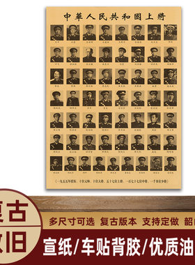 开国上将画像墙画57位上将复古海报宣传画伟人客厅中堂装饰画壁o1