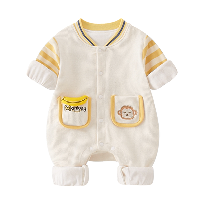 小进步单排扣连体衣棉秋款新生儿