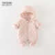 婴儿碎花连体衣秋冬绗棉哈衣女宝宝夹薄棉衣服深秋公主连帽外套潮