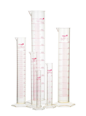VITLAB刻度PMP塑料量筒A级25/50/100ml/250/500ml高透量杯带证书
