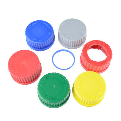 DURAN肖特试剂瓶盖子彩色红/绿/蓝/黄色GL45蓝盖瓶用倾倒环耐高温