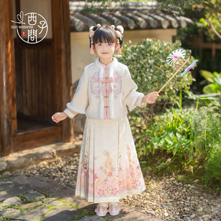新款 过年服唐装 古装 裙子套装 汉服女童冬季 儿童中式 绮眠 西子问