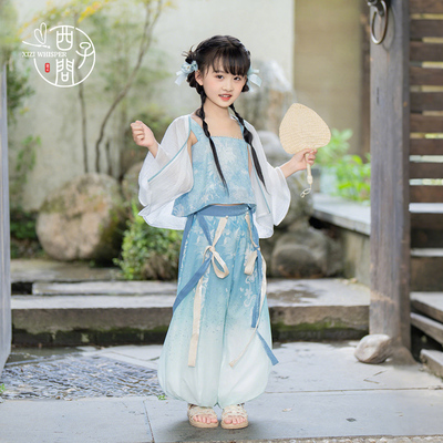 西子问汉服女童夏2025新款儿童新中式国风裤子套装唐装中式童装