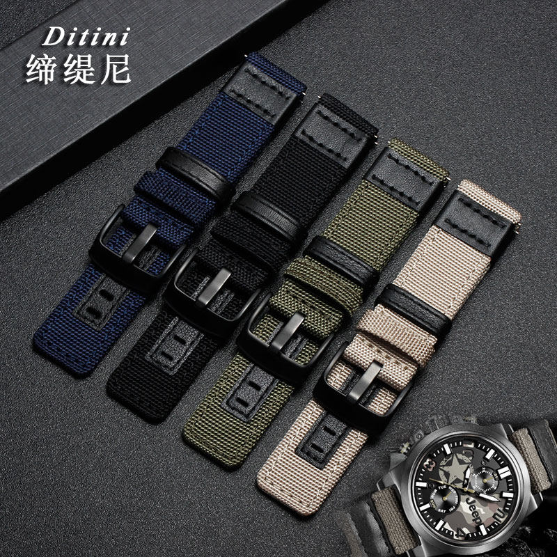 缔缇尼帆布表带 代用吉普牧马人JPW638 华为GT2 pro 汉米尔顿22男
