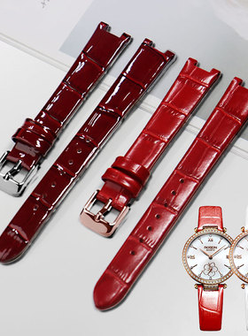 凹口红色白色真皮表带适配劳士顿3215/3607系列薄款柔软14