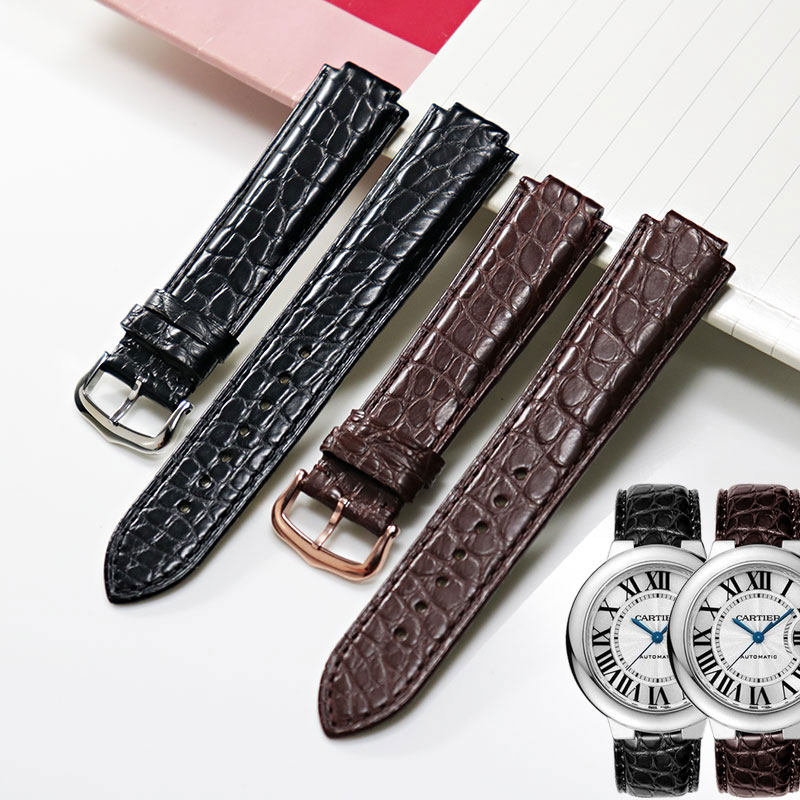 适配卡地亚蓝气球手表带真皮鳄鱼皮cartier手表带针扣款男女表链