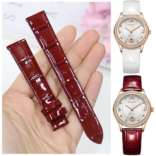 薄款亮光牛皮真皮表带代用古尊9097酒红皮表带LIMIT女款依波路
