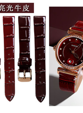 亮光酒红真皮表带代用雷迈6116西腾9097/9116宝舵99080宝时捷格雅