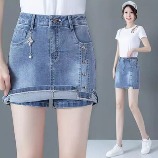弹力牛仔短裙裤女夏季2025新款韩版高腰修身显瘦包臀直筒半身裙子
