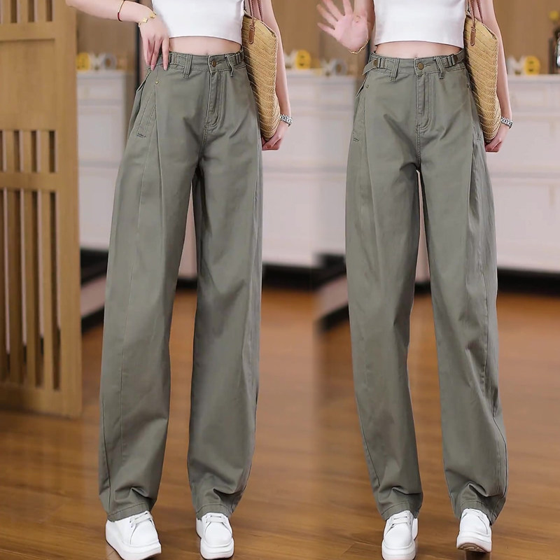 早秋弯刀牛仔工装裤女2026年春秋季新款高腰显瘦设计感休闲长裤子图片
