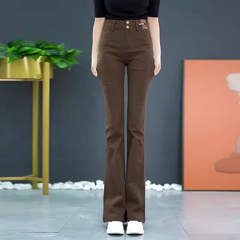 高腰微喇牛仔裤女春秋季女裤2025新款修身长裤马蹄喇叭裤女士裤子