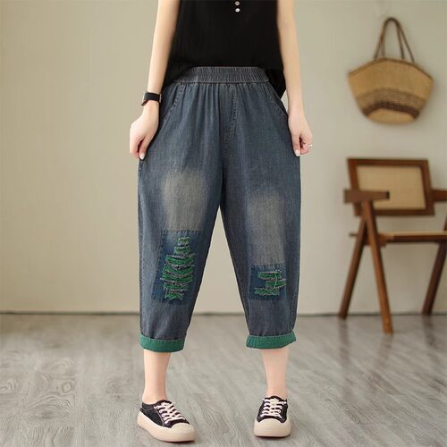广州新塘哈伦牛仔裤女夏季薄款