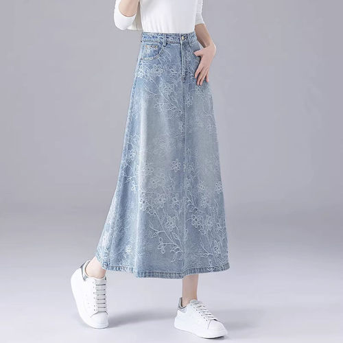 提花牛仔半身裙女士2026春夏季