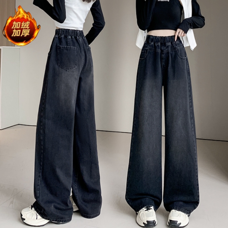 加绒加厚牛仔裤子女秋冬2025