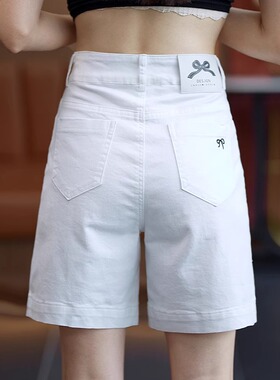白色纯棉软牛仔短裤女夏季薄款2025新款阔腿热裤休闲直筒五分裤子