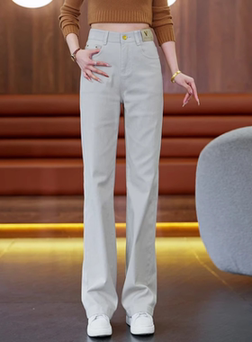 灰色窄版阔腿牛仔裤女2025春夏新款高腰显瘦宽松休闲百搭直筒裤子