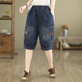 牛仔五分裤 新款 复古大码 夏季 六分中裤 牛仔裤 过膝宽松短裤 2025薄款