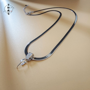 蛇骨链925纯银吊坠链万能扣项链佛公翡翠链子高级礼物男女锁骨链