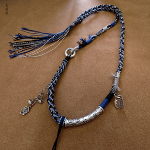 原创设计藏式 挂绳男女通用 手工编绳银饰项链吊坠绳翡翠玉佩新中式