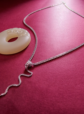 S925纯银肖邦链平安扣配链玉石路路通翡翠万能链轻奢男女通用项链