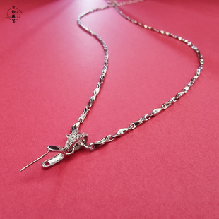 高级感纯银元 宝链万能扣吊坠链玉佩翡翠佛公观音配链加长毛衣链