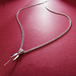 轻奢纯银项链吊坠万能扣肖邦链观音玉佩配链气质简约百搭万能链