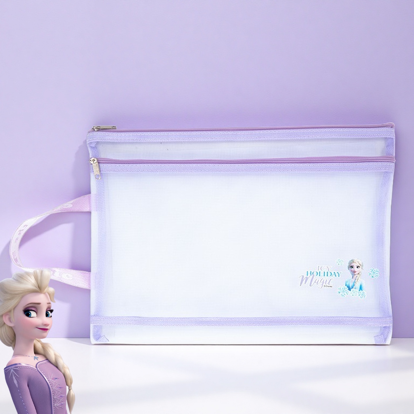 艾莎公主中生双层尼龙网纱科目袋