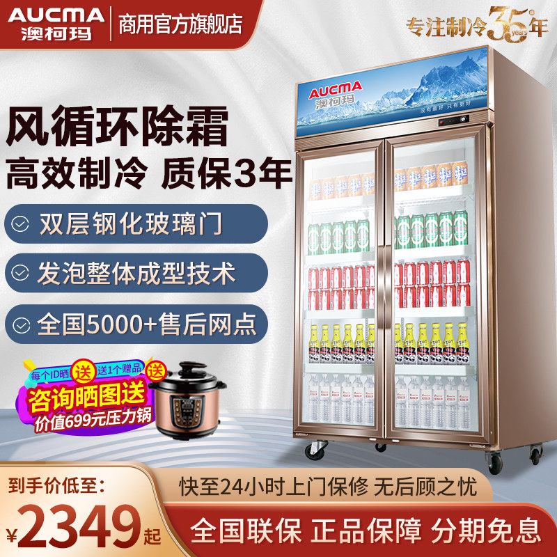 澳柯玛商用双门展示柜冷藏立式饮料品超市冰箱冰柜两三门保鲜冷柜