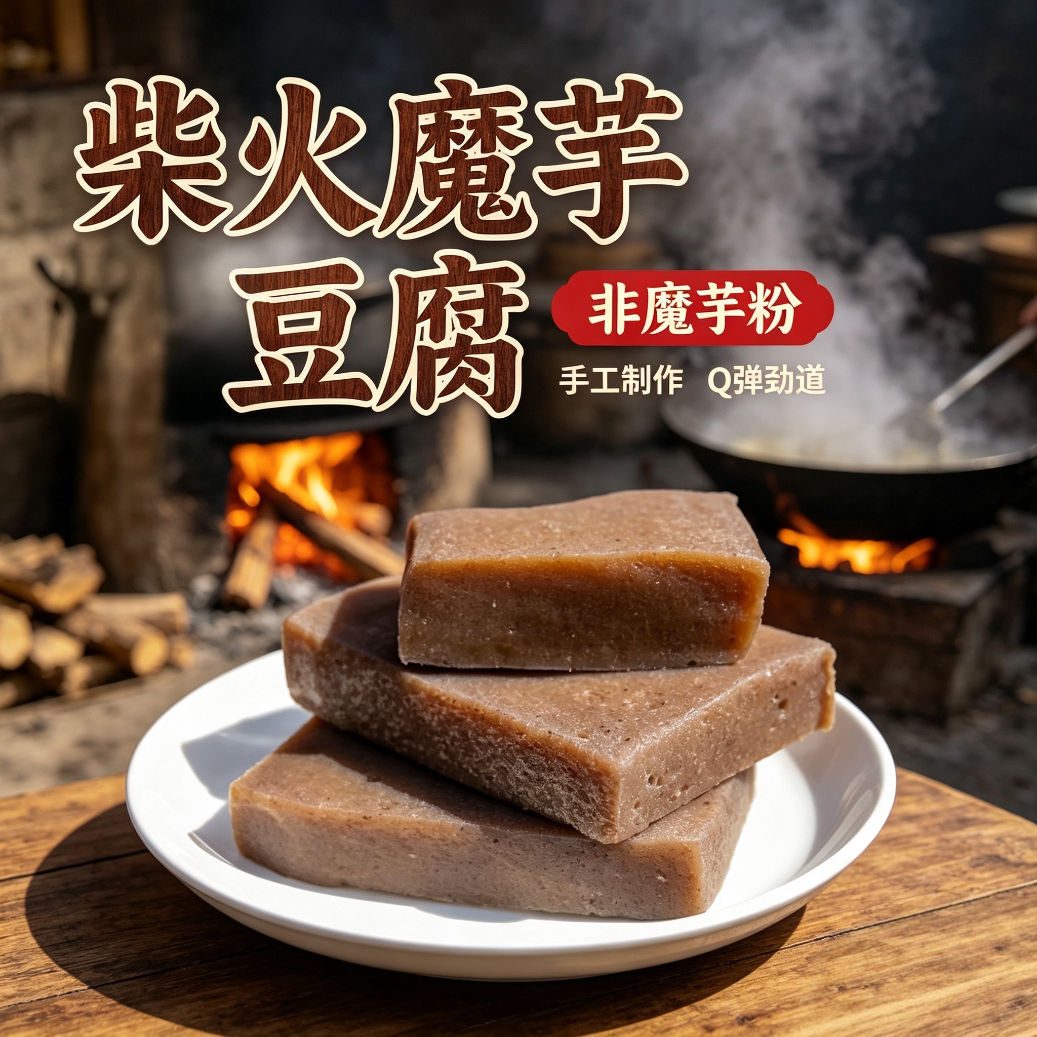 手工制作新鲜黑魔芋豆腐灰菜安康陕南岚皋石泉汉阴紫阳正宗土特产