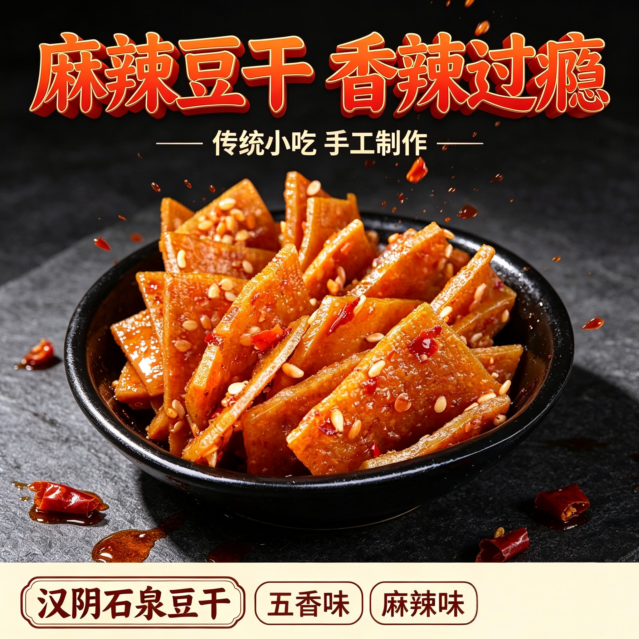 汉阴豆干五香麻辣豆腐干手工下酒凉菜零食真空包装陕西安康特产