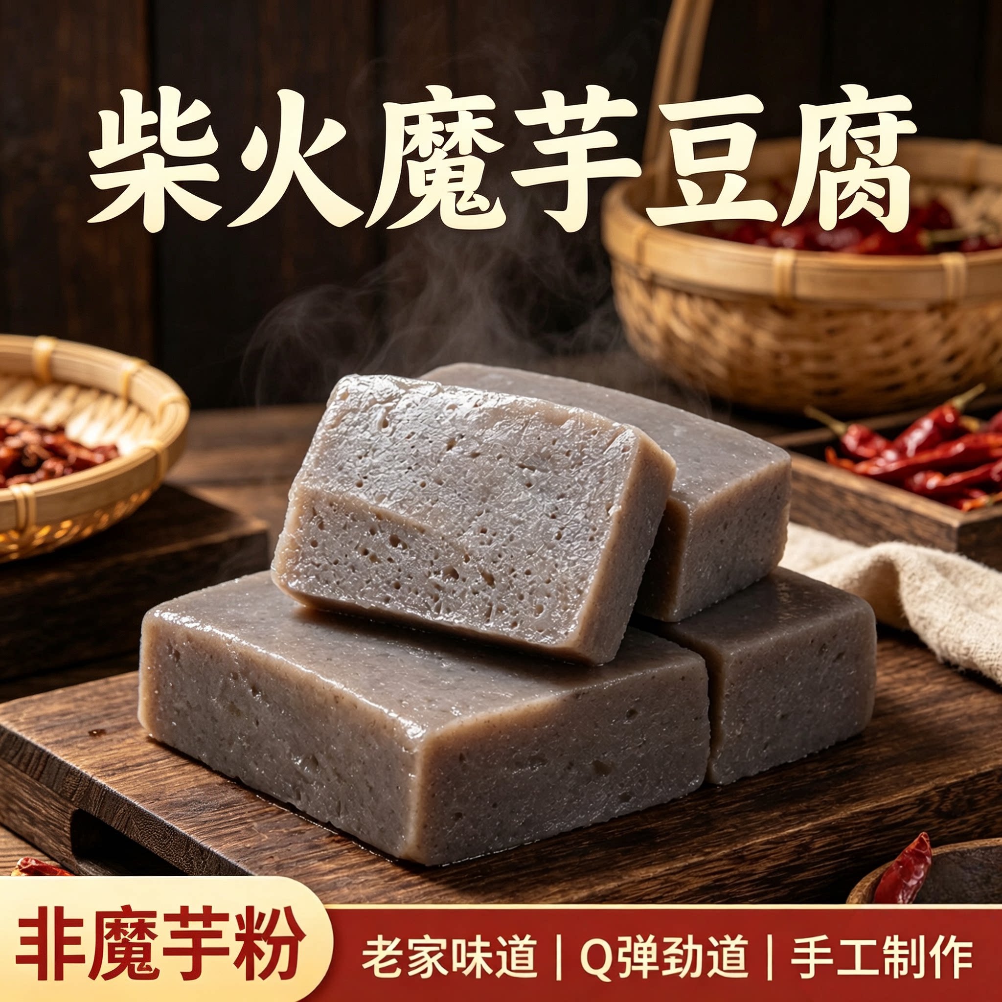 陕南安康特产手工新鲜黑魔芋豆腐块灰菜串串陕西四川贵州重庆