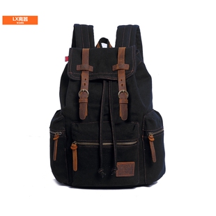 LX离嚣双肩背包男休闲学生潮电脑包男包大容量青年旅游通勤帆布包