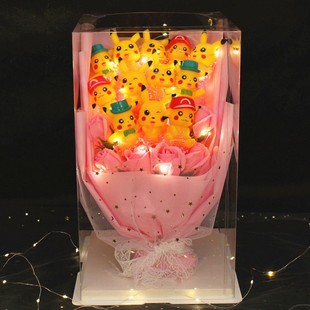 皮卡丘卡通花束送女朋友精美礼盒神奇宝贝礼物玩偶公仔花束宝可梦