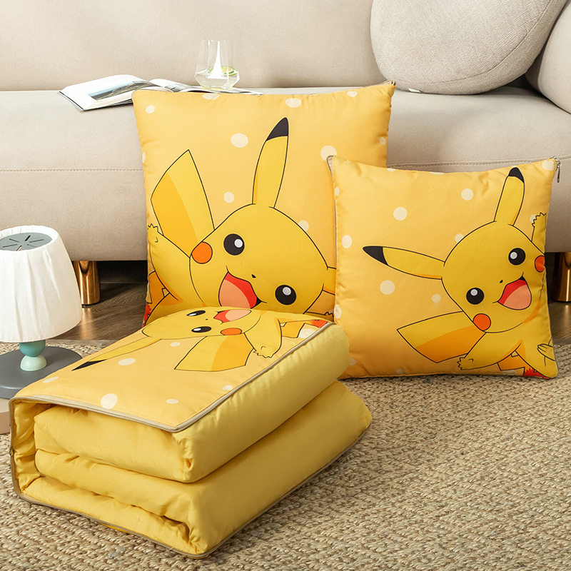 皮卡丘毛毯单层午睡毯抱枕被