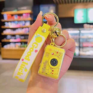 皮卡丘发光相机钥匙扣神奇宝贝挂件宠物小精灵宝可梦书包挂饰礼品