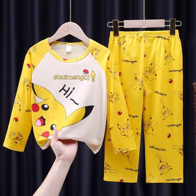 皮卡男女童长袖家居服套装
