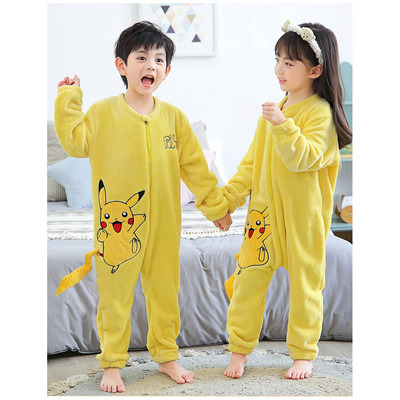 皮卡丘儿童棉质加厚加绒睡衣