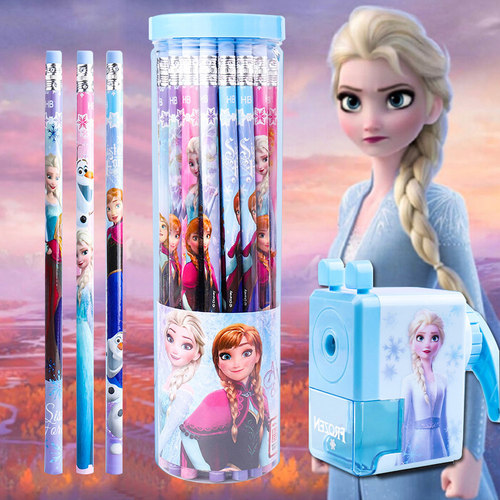 迪士尼艾沙公主实惠装带皮头铅笔