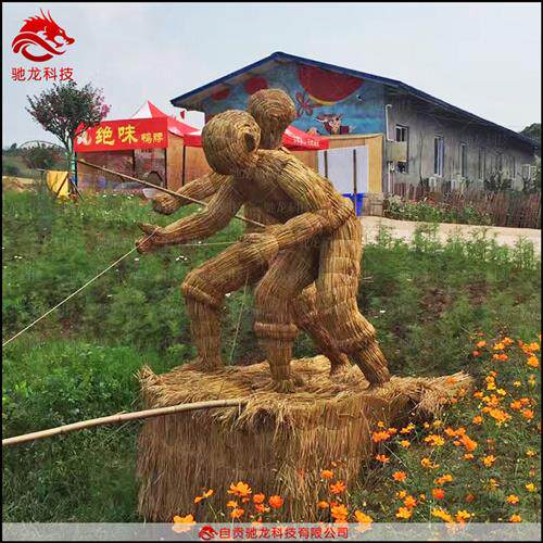 稻草人造型定制海绵宝宝草雕农民丰收节展品定制农耕文化展览道具